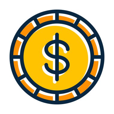 Sikke Vektörü Kalın Çizgisi Kişisel ve Ticari Kullanım İçin Koyu Renk Simgeleri Dolduruldu