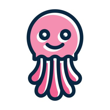 Denizanası Kalın Çizgisi Koyu Renk Simgeleri Kişisel ve Ticari Kullanım İçin Dolduruldu