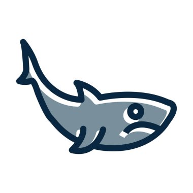 Kişisel ve Ticari Kullanım İçin Koyu Renk Simgeleri Doldurulmuş Köpekbalığı Vektörü Kalın Çizgisi