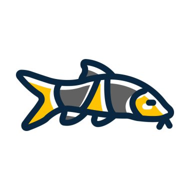 Palyaço Loach Kalın Çizgisi Kişisel ve Ticari Kullanım İçin Koyu Renk Simgeleri Dolduruldu