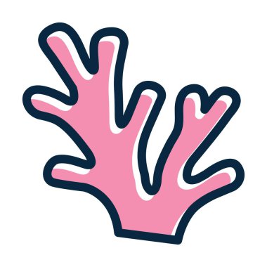 Mercan Resifi Vektör Kalın Çizgisi Kişisel ve Ticari Kullanım İçin Koyu Renk Simgeleri Dolduruldu