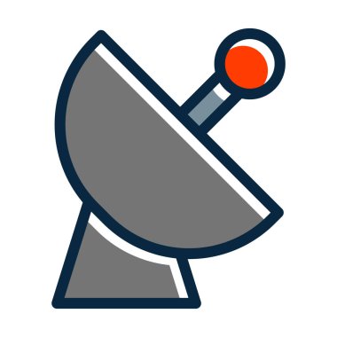 Kişisel ve Ticari Kullanım İçin Koyu Renk Simgelerini Doldurulmuş Uydu Tabağı Kalın Çizgisi