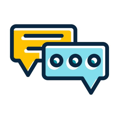 Sohbet Vektörü Kalın Çizgisi Kişisel ve Ticari Kullanım İçin Koyu Renk Simgeleri Dolduruldu