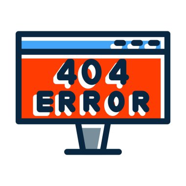 Kişisel ve Ticari Kullanım İçin Koyu Renk Simgelerini Doldurulmuş 404 Hata Vektörü Kalın Çizgisi