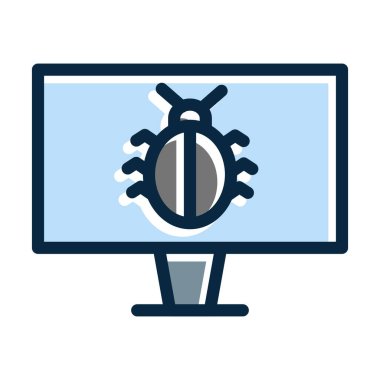 Virüs Vektörü Kalın Çizgisi Kişisel ve Ticari Kullanım İçin Koyu Renk Simgeleri Dolduruldu