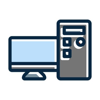 Kişisel ve Ticari Kullanım İçin Koyu Renk Simgelerini Doldurulmuş Bilgisayar Vektörü Kalın Çizgisi