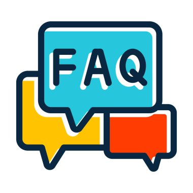Faq Vektör Kalın Çizgisi Kişisel ve Ticari Kullanım İçin Koyu Renk Simgeleri Dolduruldu