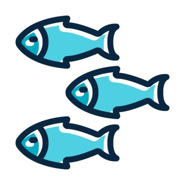 Kişisel ve Ticari Kullanım İçin Koyu Renk Simgelerini Doldurulmuş Balık Vektörü Kalın Çizgisi