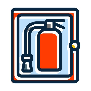 İtfaiye Kabine Vektör Kalın Çizgisi Kişisel ve Ticari Kullanım İçin Koyu Renk Simgesi Dolduruldu