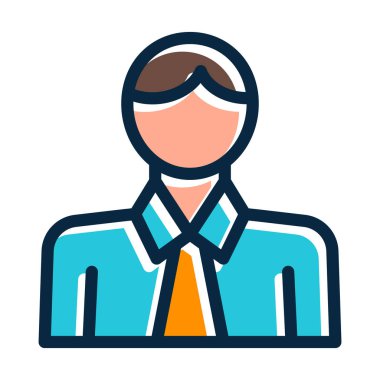 Ofis İşçisi Vektör Kalın Çizgisi Kişisel ve Ticari Kullanım İçin Koyu Renk Simgeleri Dolduruldu