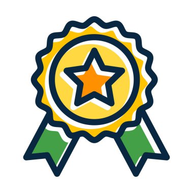 Rozet Vektörü Kalın Çizgisi Kişisel ve Ticari Kullanım İçin Koyu Renk Simgeleri Dolduruldu