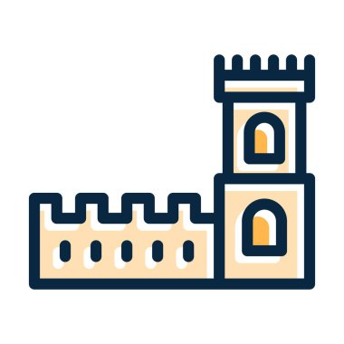 Belem Kulesi Kalın Çizgisi Kişisel ve Ticari Kullanım İçin Koyu Renk Simgeleriyle Dolu