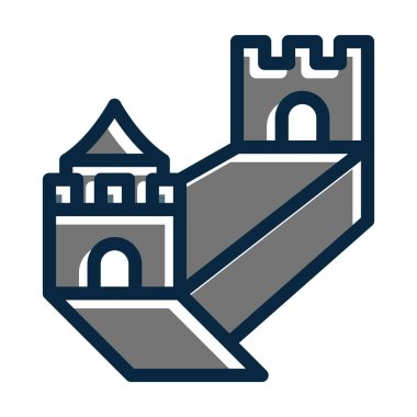 Çin Seddi Kalın Çizgisi Kişisel ve Ticari Kullanım İçin Koyu Renk Simgeleri Dolduruldu