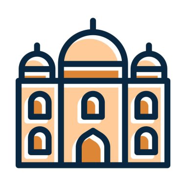 Taj Mahal Kalın Çizgisi Kişisel ve Ticari Kullanım İçin Koyu Renk Simgeleri Dolduruldu
