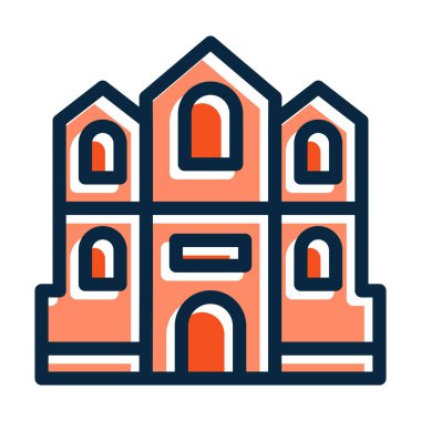 Mian Katedrali Kalın Çizgisi Kişisel ve Ticari Kullanım İçin Koyu Renk Simgeleri Dolduruldu