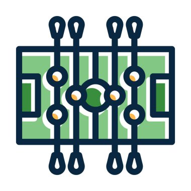 Foosball Vektör Kalın Çizgisi Kişisel ve Ticari Kullanım İçin Koyu Renk Simgeleri Dolduruldu