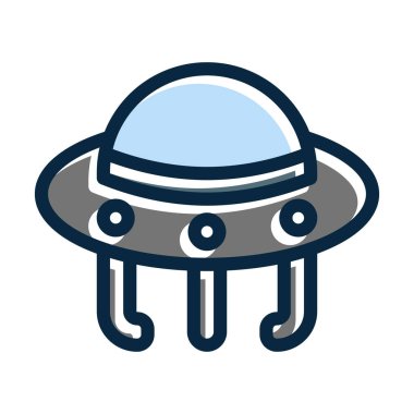 Kişisel ve ticari kullanım için Koyu Renk Simgeleri Doldurulmuş UFO Vektör Kalın Çizgisi