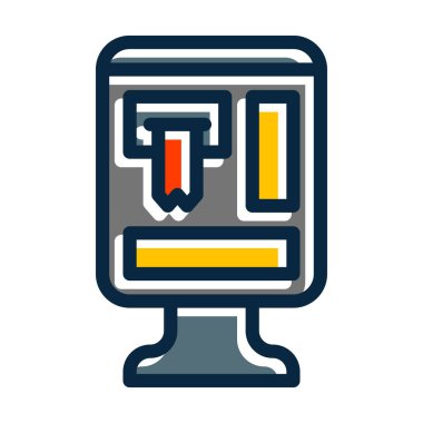 Bilet Makinesi Kalın Çizgisi Kişisel ve Ticari Kullanım İçin Koyu Renk Simgeleri Dolduruldu