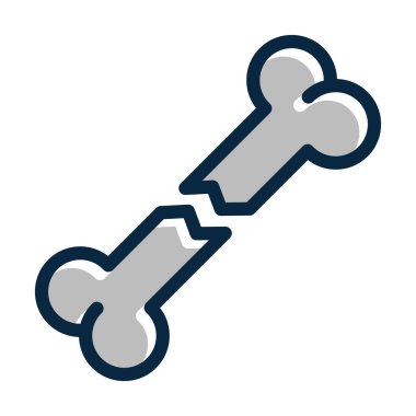 Kırık Kemik Vektörü Kalın Çizgisi Kişisel ve Ticari Kullanım İçin Koyu Renk Simgeleri Dolduruldu