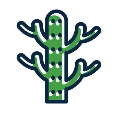 Kaktüs Vektör Kalın Çizgisi Kişisel ve Ticari Kullanım İçin Koyu Renk Simgeleri Dolduruldu
