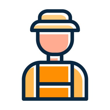 Çiftçi Vektör Kalın Çizgisi Kişisel ve Ticari Kullanım İçin Koyu Renk Simgeleri Dolduruldu