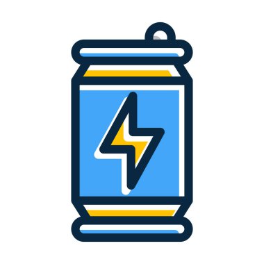 Enerji İçeceği Kalın Çizgisi Kişisel ve Ticari Kullanım İçin Koyu Renk Simgeleri Dolduruldu