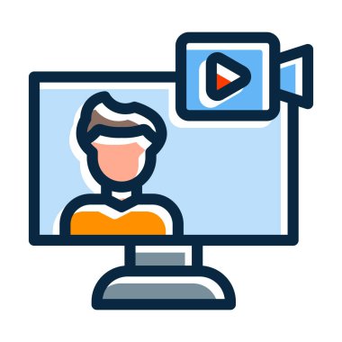 Yayın kuruluşu Vektör Kalın Çizgisi Kişisel ve Ticari Kullanım İçin Koyu Renk Simgeleri Dolduruldu