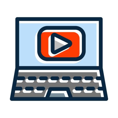 Kişisel ve ticari kullanım için Koyu Renk Simgeleri Doldurulmuş Youtube Vector Kalın Çizgisi