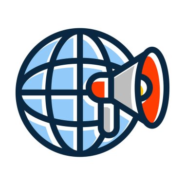 Kişisel ve Ticari Kullanım İçin Koyu Renk Simgelerini Doldurulmuş Küresel Pazarlama Vektörü Kalın Çizgisi