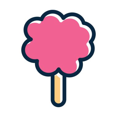 Pamuk Şeker Vektör Kalın Çizgisi Kişisel ve Ticari Kullanım İçin Koyu Renk Simgeleri Dolduruldu