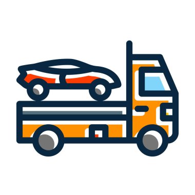 Araç Vektör Kalın Çizgisi Kişisel ve Ticari Kullanım İçin Koyu Renk Simgeleri Dolduruluyor