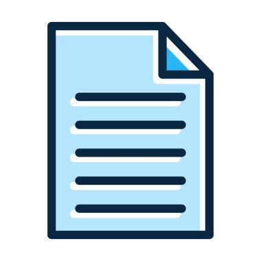 Kişisel ve Ticari Kullanım İçin Koyu Renk Simgelerini Doldurulmuş Belge Vektörü Kalın Çizgisi