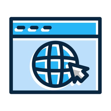 Kişisel ve Ticari Kullanım İçin Koyu Renk Simgelerini Doldurulmuş Tarayıcı Vektör Kalın Çizgisi