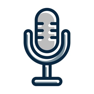 Kişisel ve Ticari Kullanım İçin Koyu Renk Simgeleri Doldurulmuş Mikrofon Vektör Kalın Çizgisi