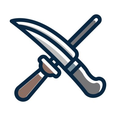 Bıçak Keskinleştirici Kalın Çizgi Koyu Renk Simgeleri Kişisel ve Ticari Kullanım İçin Dolduruldu