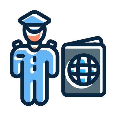 Güvenlik Denetim Vektörü Kalın Çizgisi Kişisel ve Ticari Kullanım İçin Koyu Renk Simgeleri Dolduruldu