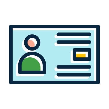 Kişisel ve Ticari Kullanım İçin Koyu Renk Simgelerini Doldurulmuş Kimlik Kartı Kalın Çizgisi