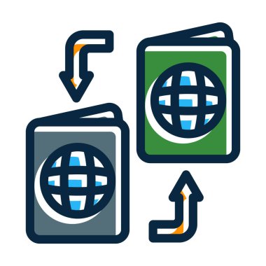 Kişisel ve Ticari Kullanım İçin Koyu Renk Simgeleri Doldurulmuş Göçmenlik Vektörü Kalın Çizgisi