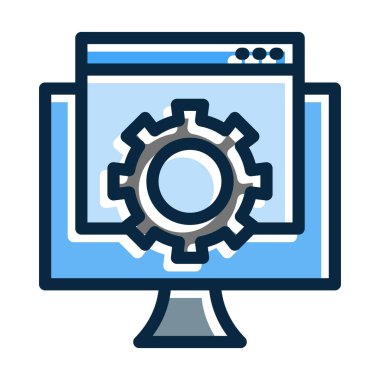 Kişisel ve Ticari Kullanım İçin Koyu Renk Simgelerini Doldurulmuş Yazılım Geliştirme Vektörü Kalın Çizgisi