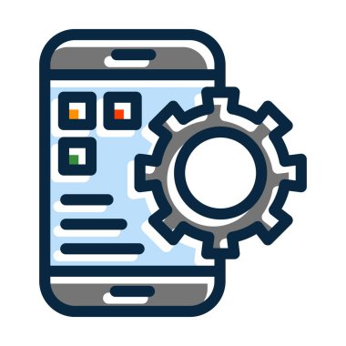 Kişisel ve Ticari Kullanım İçin Koyu Renk Simgelerini Doldurulmuş Uygulama Geliştirme Vektörü Kalın Çizgisi