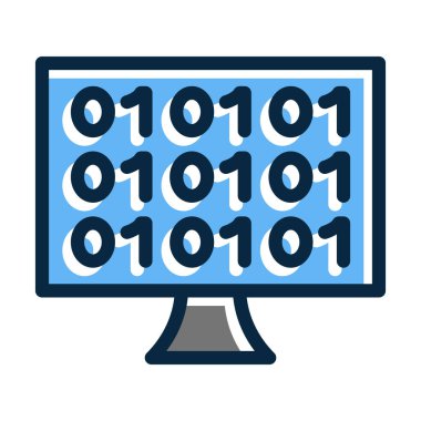 Kişisel ve ticari kullanım için Koyu Renk Simgelerini Doldurulmuş İkili Kod Vektör Kalın Çizgisi