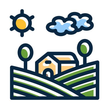 Kişisel ve ticari kullanım için Koyu Renk Simgeleri Doldurulmuş Çiftlik Vektörü Kalın Çizgisi