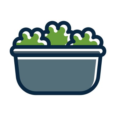 Kişisel ve ticari kullanım için Koyu Renk Simgeleri Doldurulmuş Salata Vektörü Kalın Çizgisi