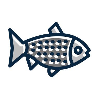 Somon Vektörü Kalın Çizgisi Kişisel ve Ticari Kullanım İçin Koyu Renk Simgeleri Dolduruldu