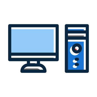 Kişisel ve Ticari Kullanım İçin Koyu Renk Simgelerini Doldurulmuş Bilgisayar Vektörü Kalın Çizgisi