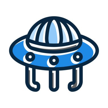 Kişisel ve ticari kullanım için Koyu Renk Simgeleri Doldurulmuş UFO Vektör Kalın Çizgisi