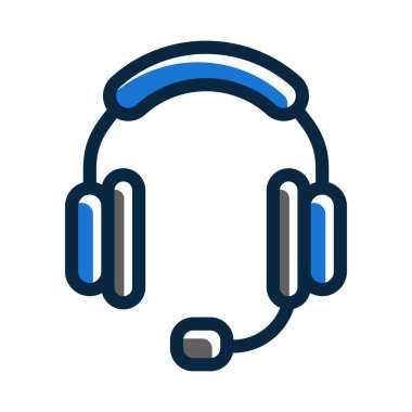 Kişisel ve ticari kullanım için Koyu Renk Simgeleri Doldurulmuş Kulaklık Kalın Çizgisi