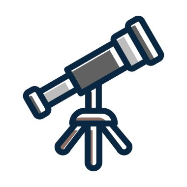 Kişisel ve ticari kullanım için Koyu Renk Simgeleri Doldurulmuş Teleskop Vektör Kalın Çizgisi