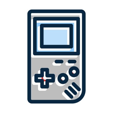 Game Boy Vektör Kalın Çizgisi Kişisel ve Ticari Kullanım İçin Koyu Renk Simgeleri Dolduruldu