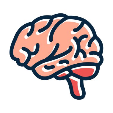 Kişisel ve ticari kullanım için Koyu Renk Simgeleri Doldurulmuş Beyin Vektörü Kalın Çizgisi